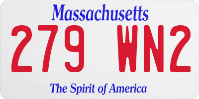 MA license plate 279WN2