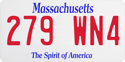 MA license plate 279WN4