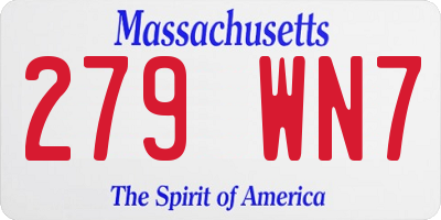 MA license plate 279WN7