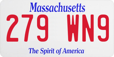 MA license plate 279WN9