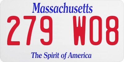 MA license plate 279WO8
