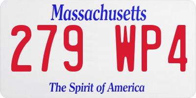 MA license plate 279WP4