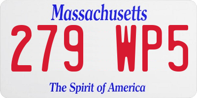 MA license plate 279WP5
