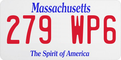 MA license plate 279WP6