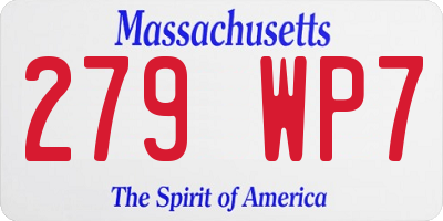 MA license plate 279WP7
