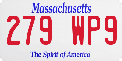 MA license plate 279WP9