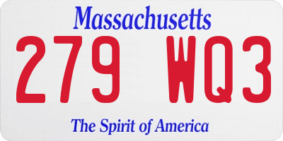 MA license plate 279WQ3