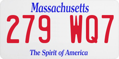 MA license plate 279WQ7