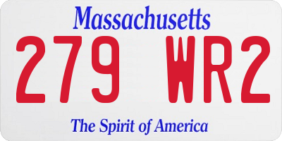 MA license plate 279WR2