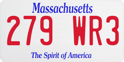 MA license plate 279WR3