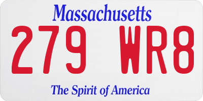 MA license plate 279WR8