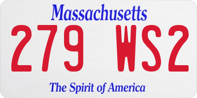 MA license plate 279WS2