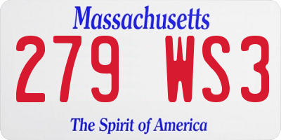 MA license plate 279WS3