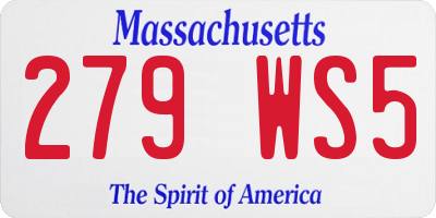 MA license plate 279WS5