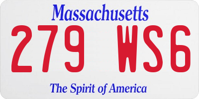 MA license plate 279WS6
