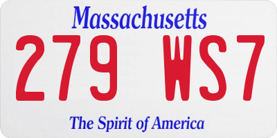 MA license plate 279WS7