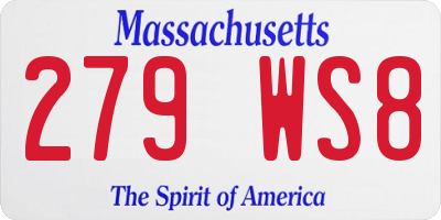 MA license plate 279WS8