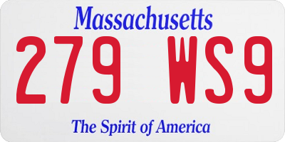 MA license plate 279WS9