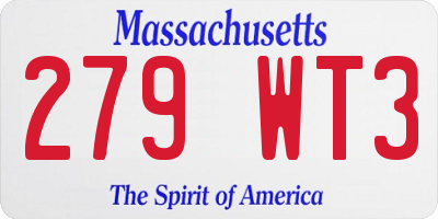 MA license plate 279WT3