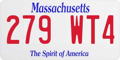 MA license plate 279WT4