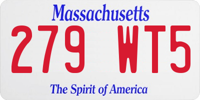 MA license plate 279WT5