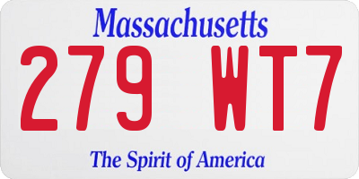 MA license plate 279WT7