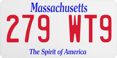 MA license plate 279WT9