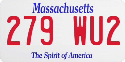 MA license plate 279WU2