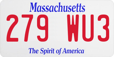 MA license plate 279WU3