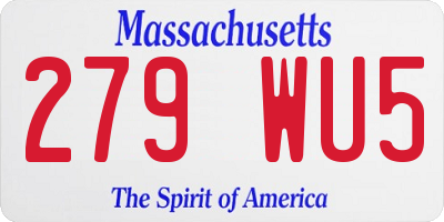 MA license plate 279WU5
