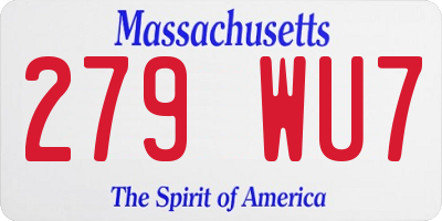 MA license plate 279WU7
