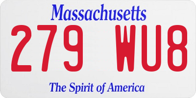 MA license plate 279WU8