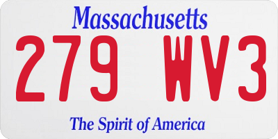 MA license plate 279WV3