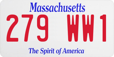 MA license plate 279WW1