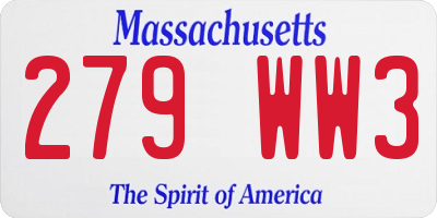 MA license plate 279WW3