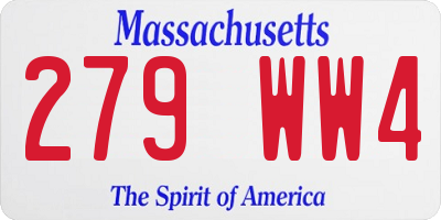 MA license plate 279WW4