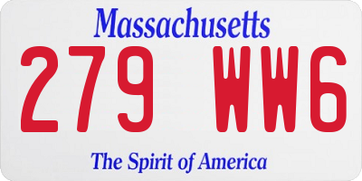 MA license plate 279WW6