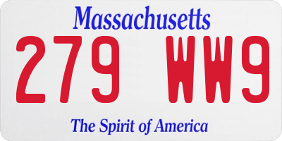 MA license plate 279WW9