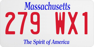 MA license plate 279WX1