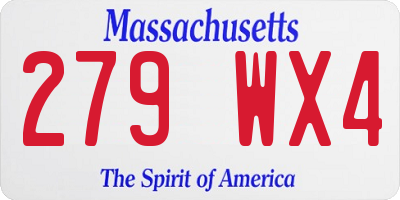MA license plate 279WX4