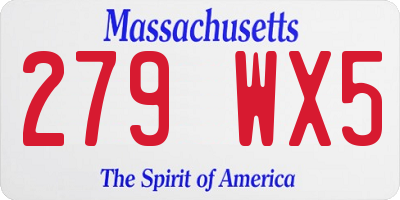 MA license plate 279WX5