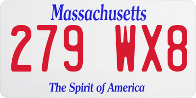MA license plate 279WX8