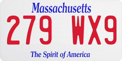 MA license plate 279WX9
