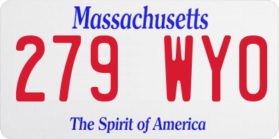 MA license plate 279WY0