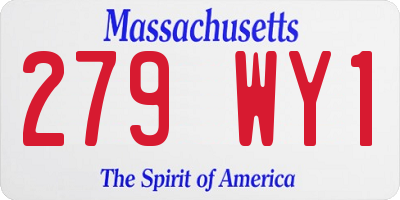 MA license plate 279WY1