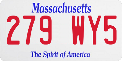 MA license plate 279WY5