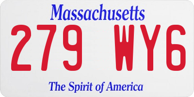 MA license plate 279WY6