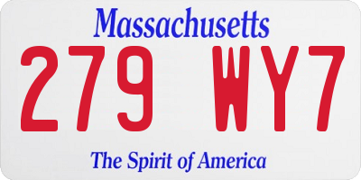 MA license plate 279WY7