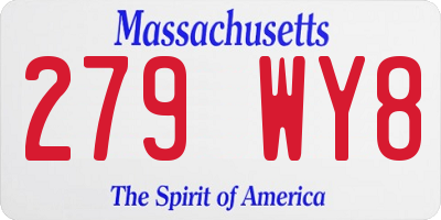 MA license plate 279WY8