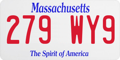MA license plate 279WY9